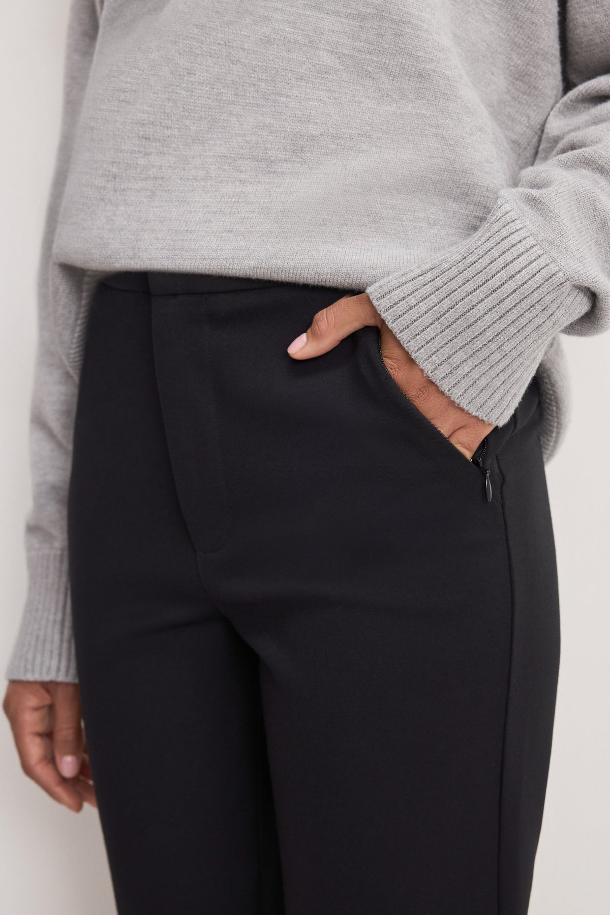 Premium SOFT STRETCH PONTE STRAIGHT TROUSERS BLACK001