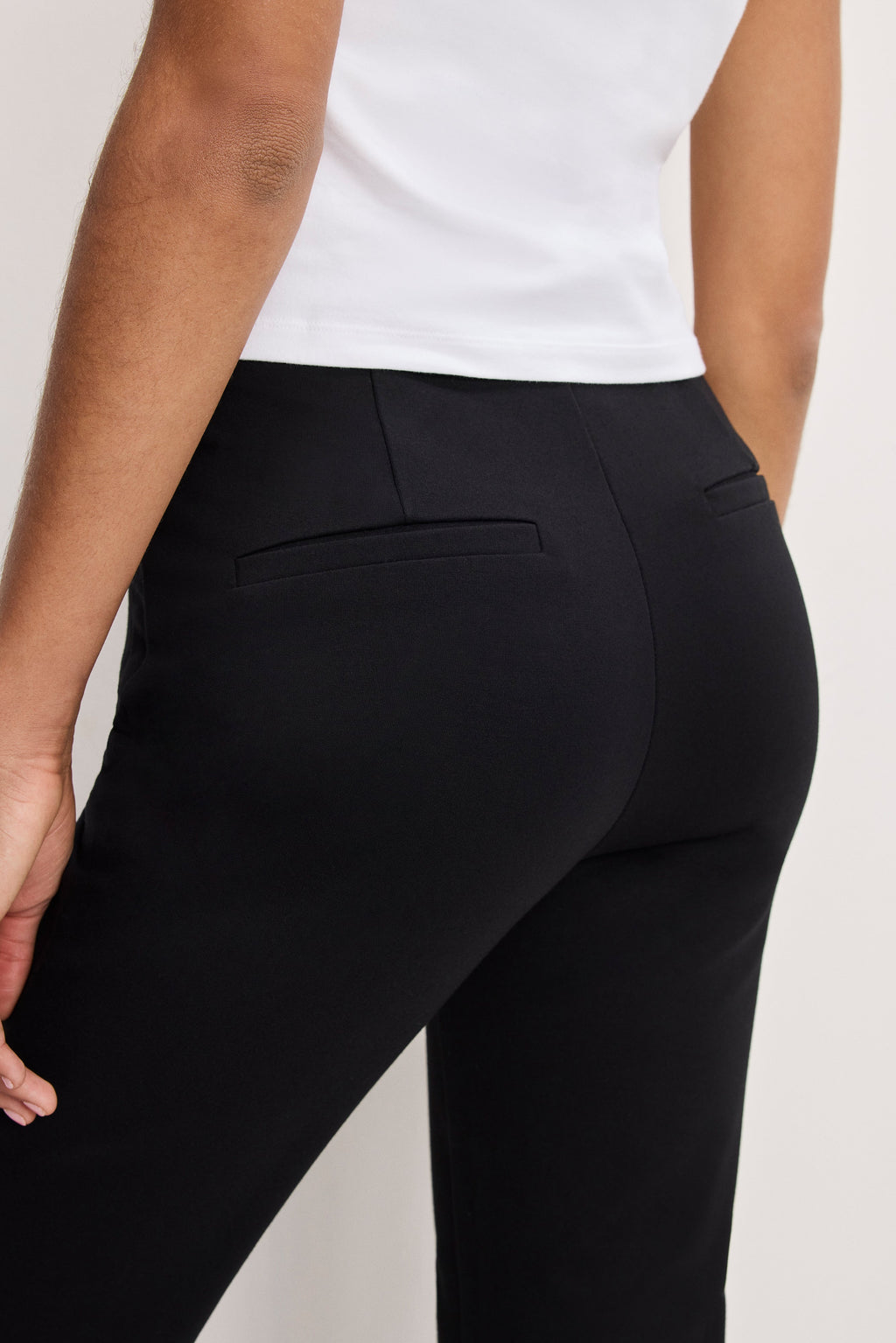 Premium SOFT STRETCH PONTE STRAIGHT TROUSERS BLACK001