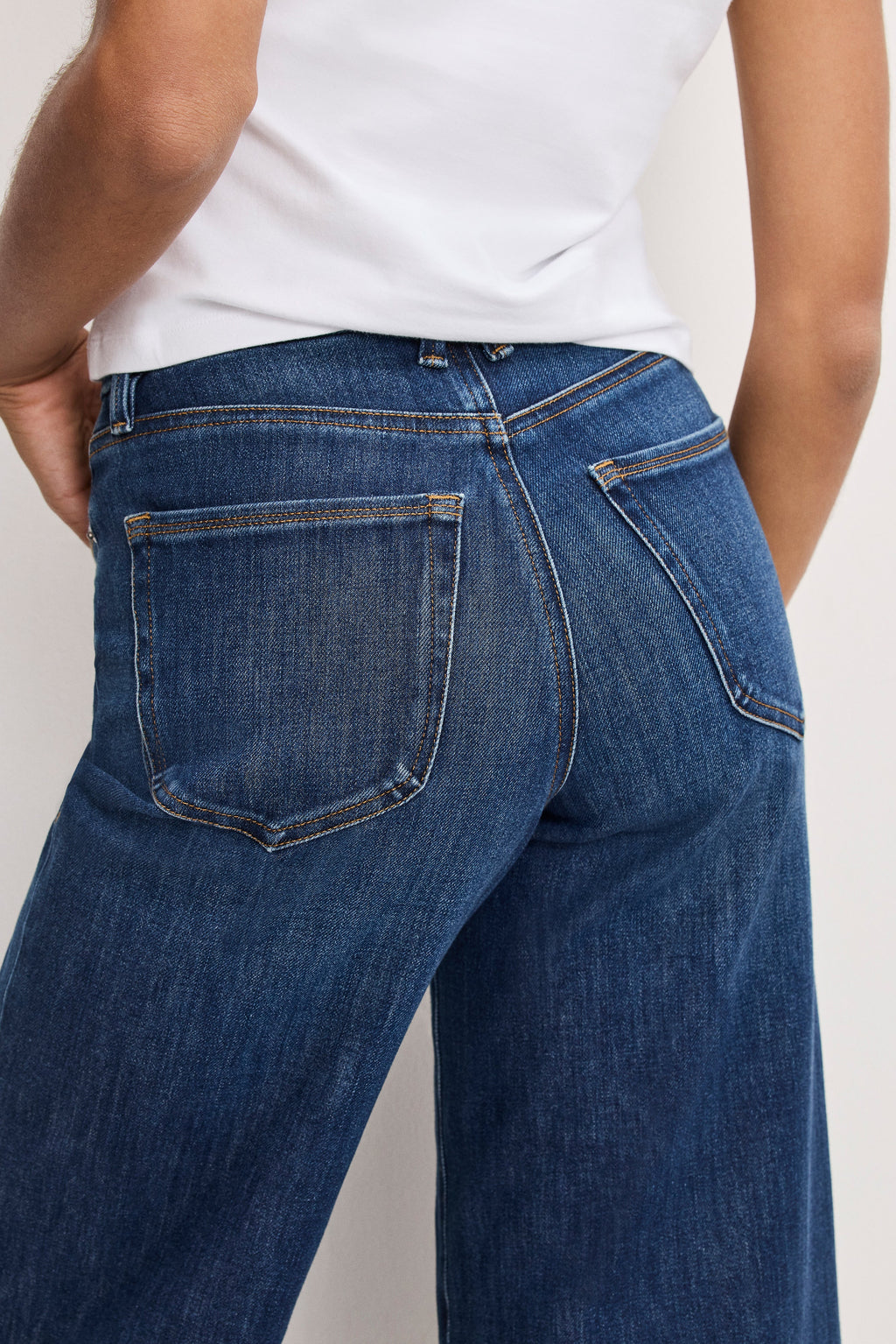 Premium SOFT TECH GOOD WAIST PALAZZO CROPPED JEANS INDIGO977