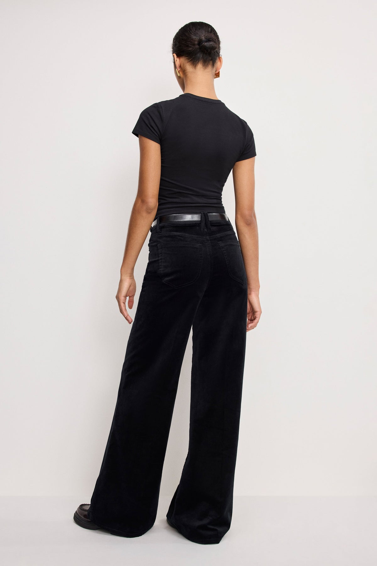 Premium VELVET GOOD WAIST PALAZZO PANTS BLACK001