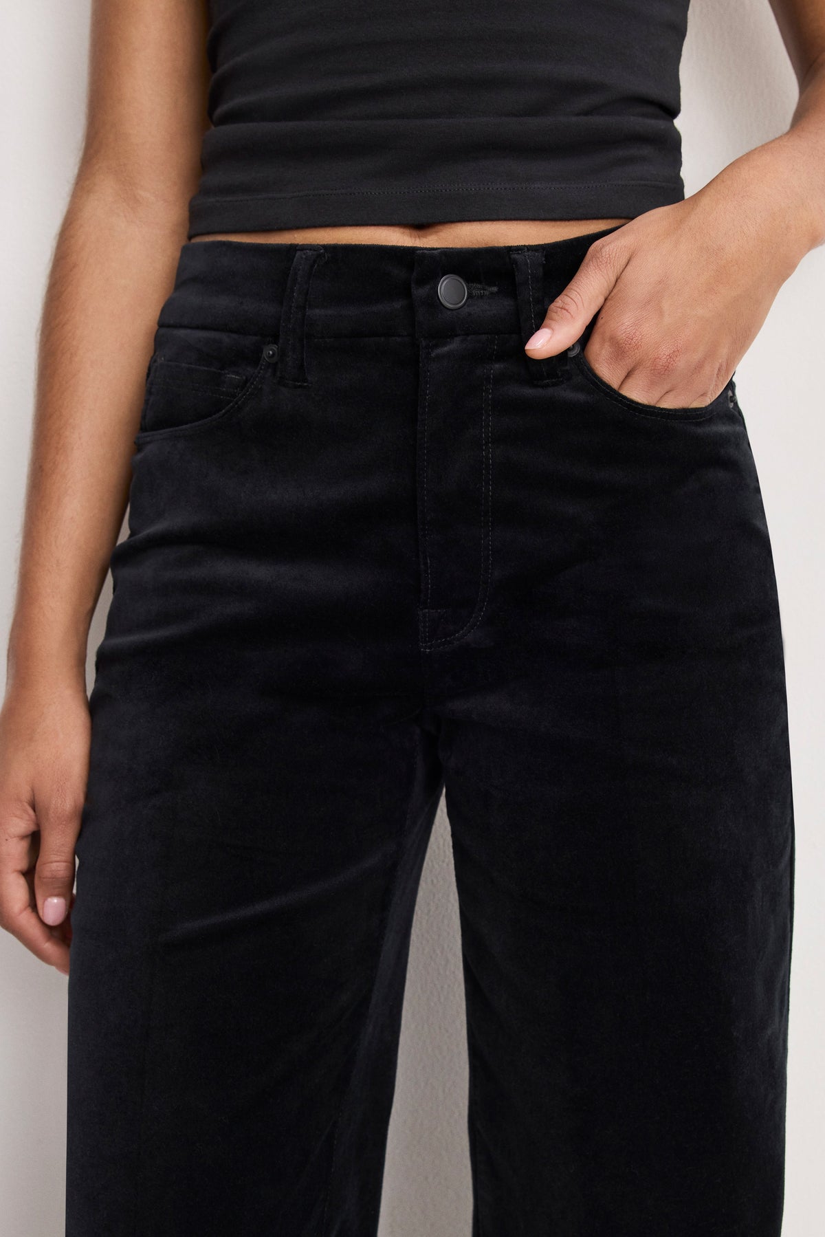 Premium VELVET GOOD WAIST PALAZZO PANTS BLACK001