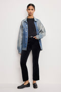 Premium VELVET GOOD HIGH RISE KICK FLARE PANTS BLACK001