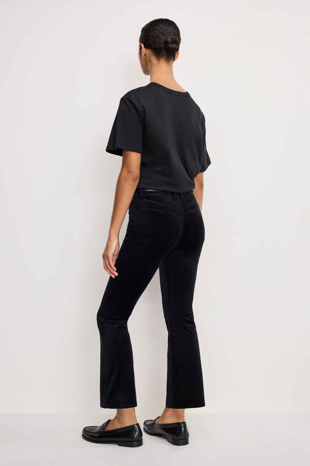 Premium VELVET GOOD HIGH RISE KICK FLARE PANTS BLACK001
