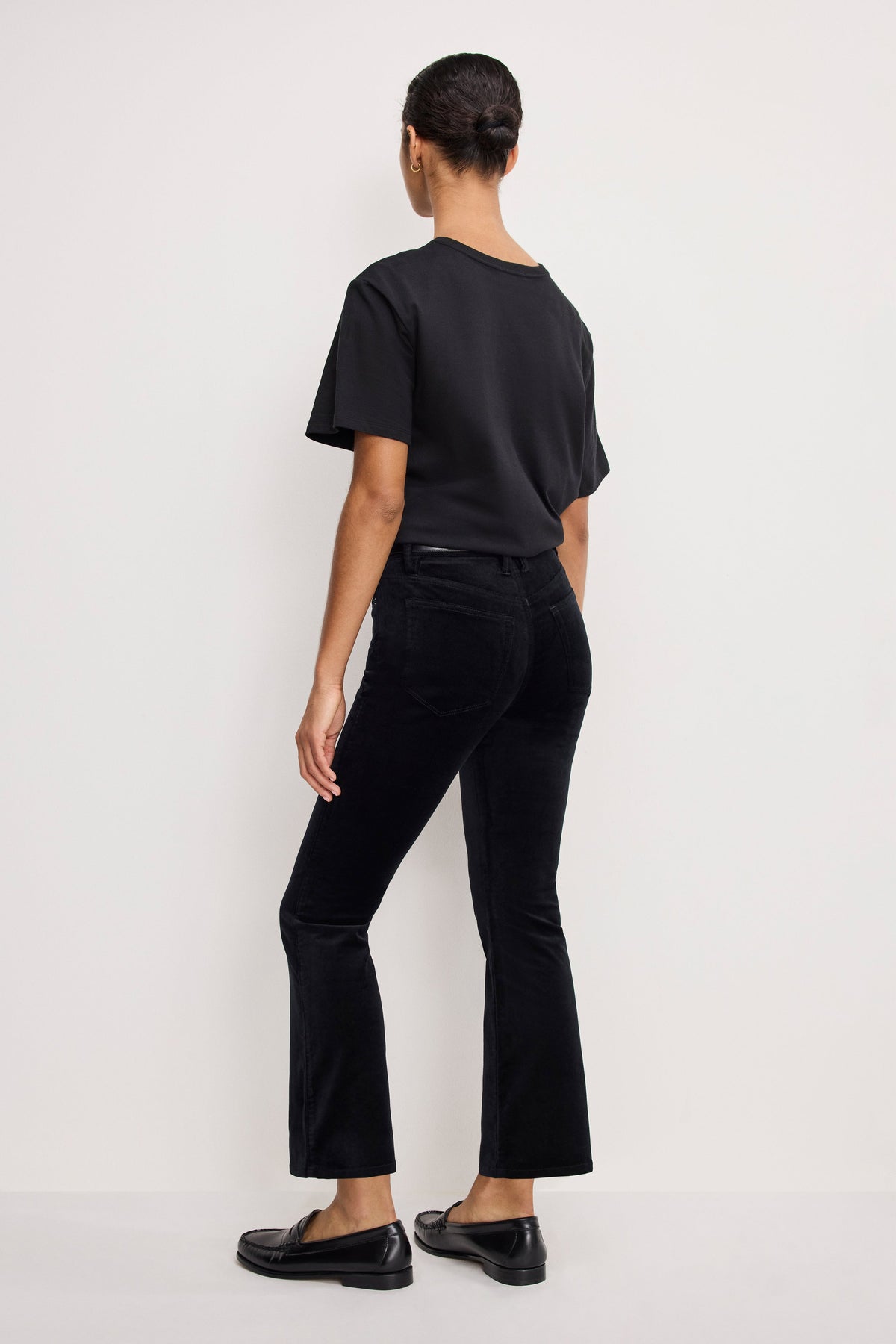 Premium VELVET GOOD HIGH RISE KICK FLARE PANTS BLACK001