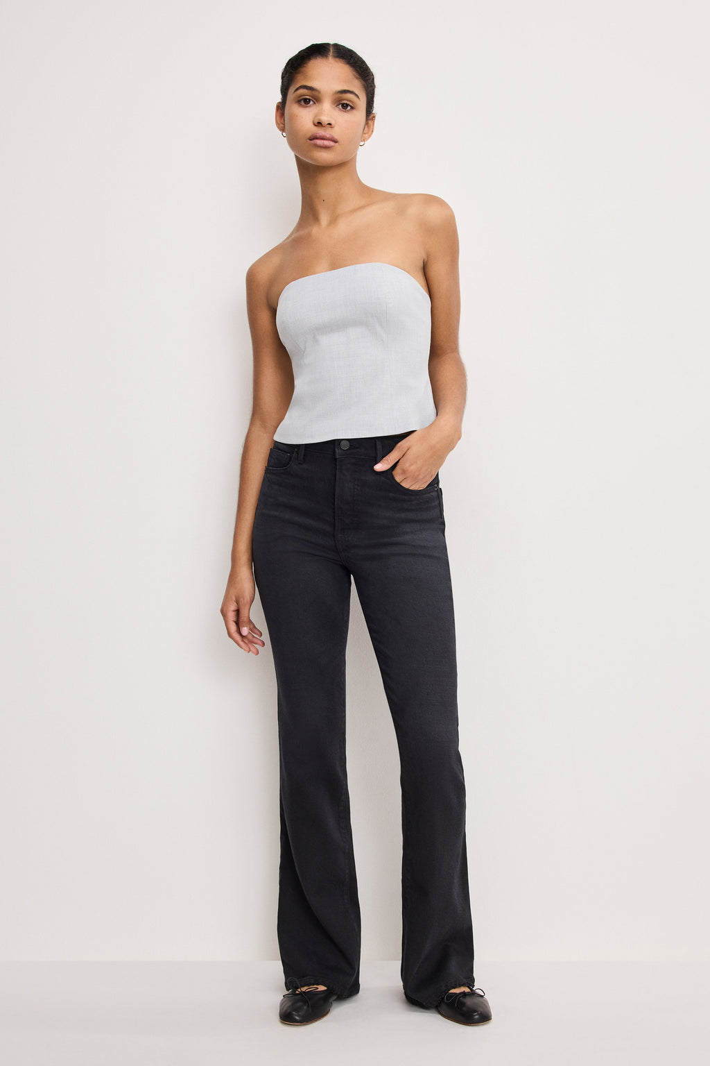 Premium SOFT TECH GOOD CLASSIC BOOTCUT JEANS BLACK344
