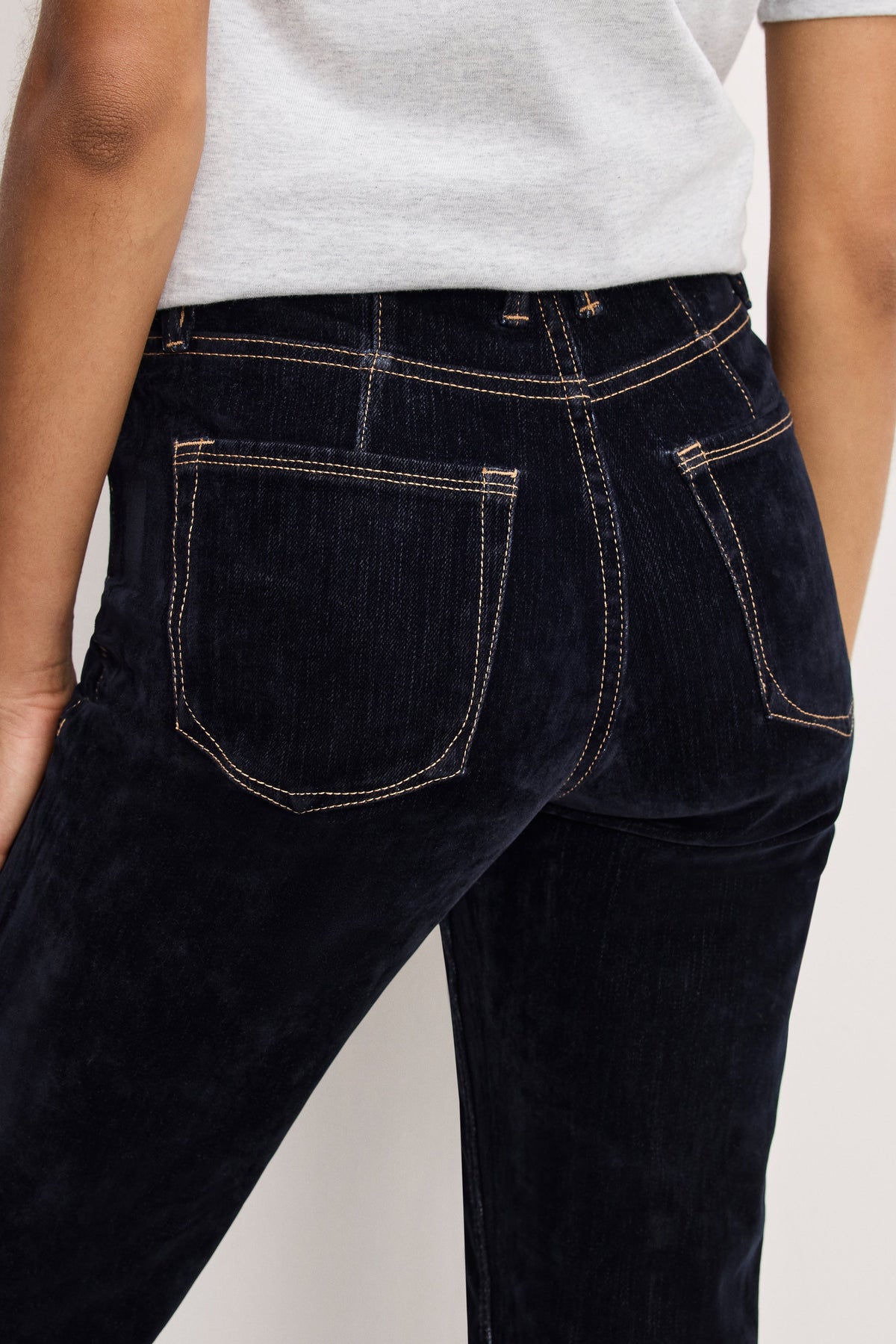Premium GOOD ICON STRAIGHT FLOCKED DENIM JEANS INDIGO939