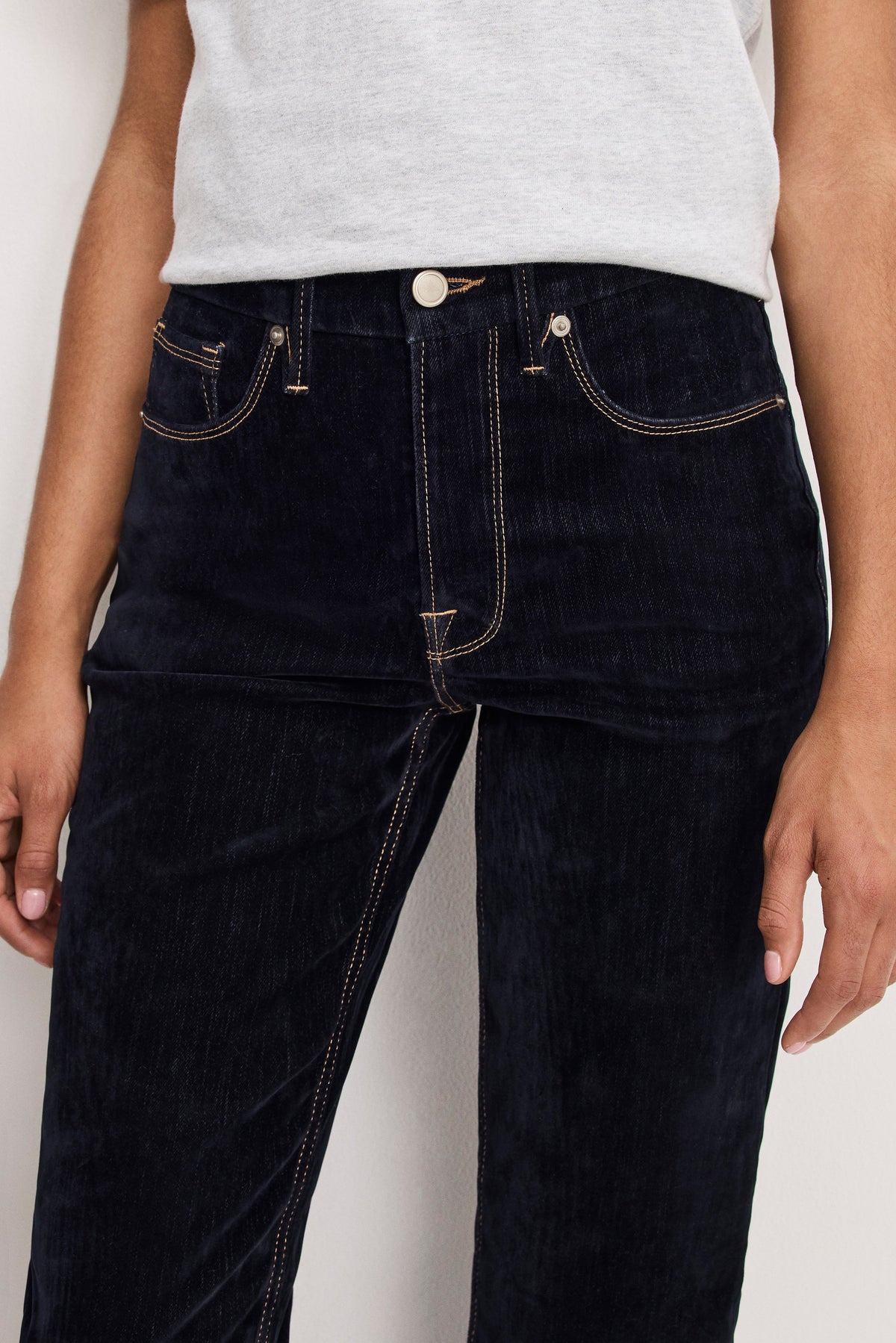 Premium GOOD ICON STRAIGHT FLOCKED DENIM JEANS INDIGO939