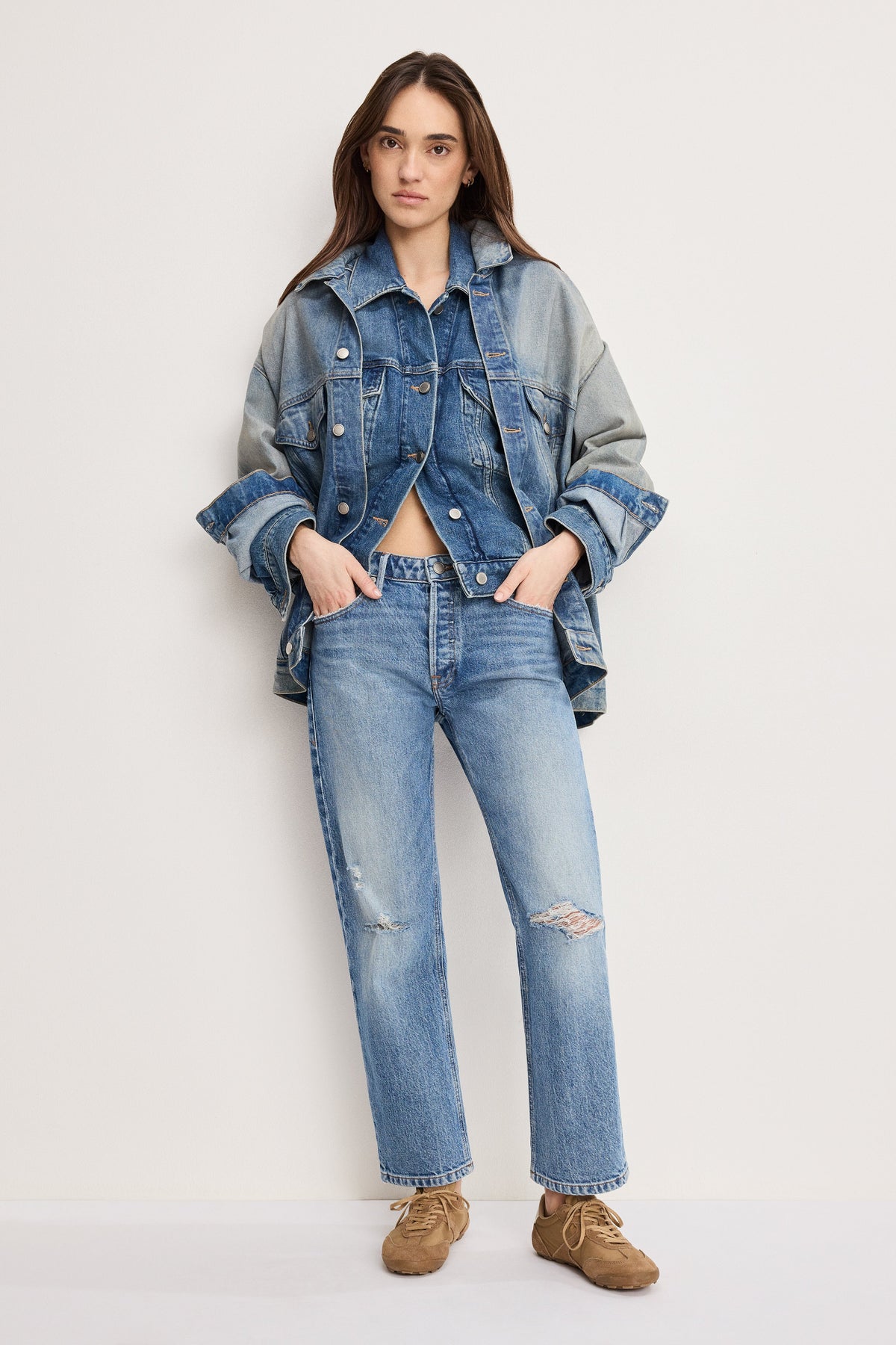 Premium VINTAGE STRAIGHT ANKLE JEANS INDIGO1221