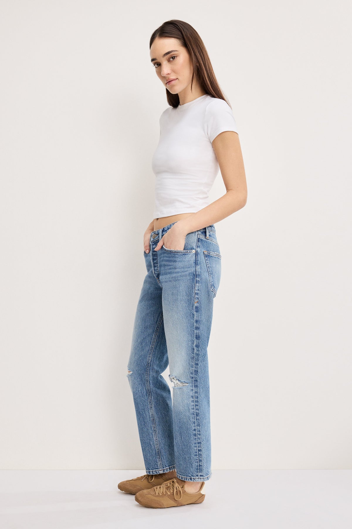 Premium VINTAGE STRAIGHT ANKLE JEANS INDIGO1221