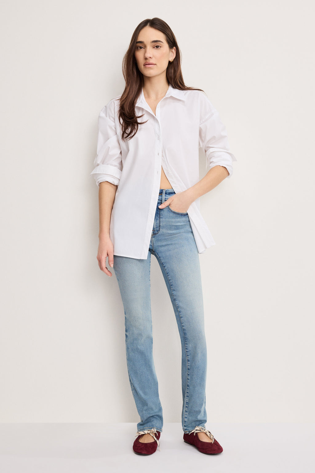 Premium GOOD LEGS STRAIGHT JEANS LONG INDIGO834