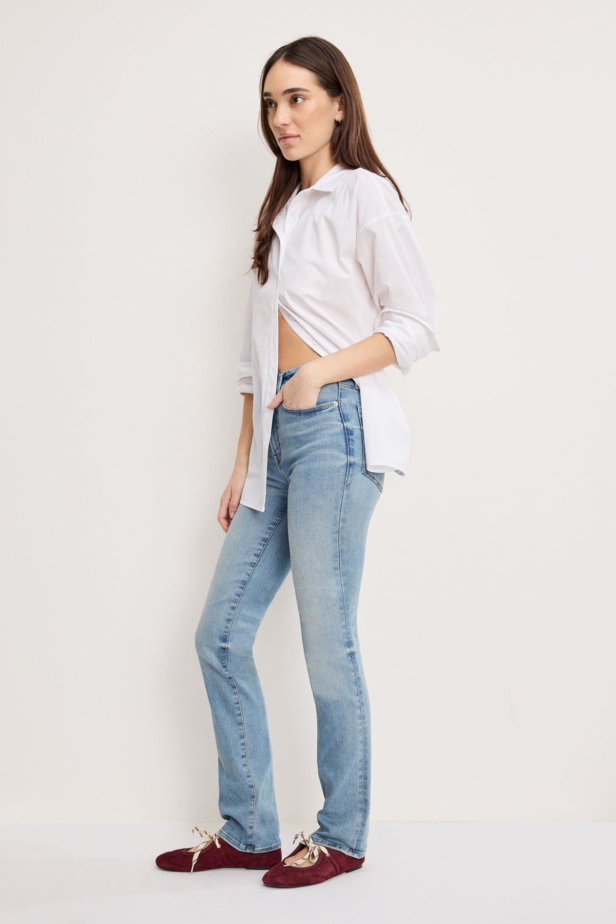 Premium GOOD LEGS STRAIGHT JEANS LONG INDIGO834