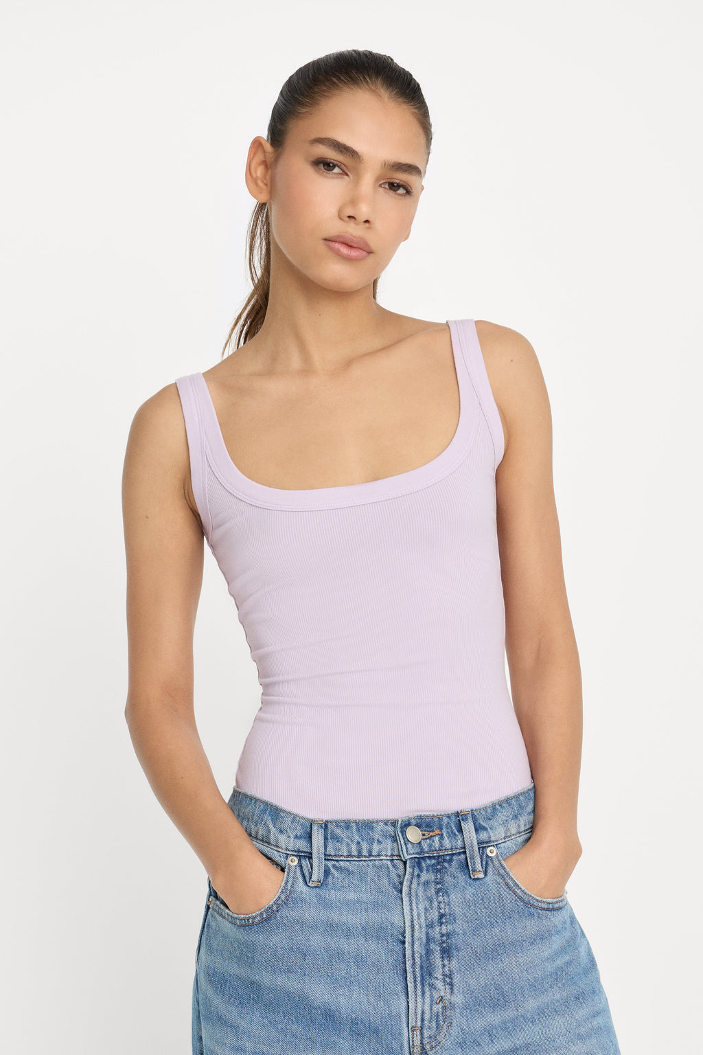 Premium MODAL RIB TANK BODYSUIT LIGHT LILAC