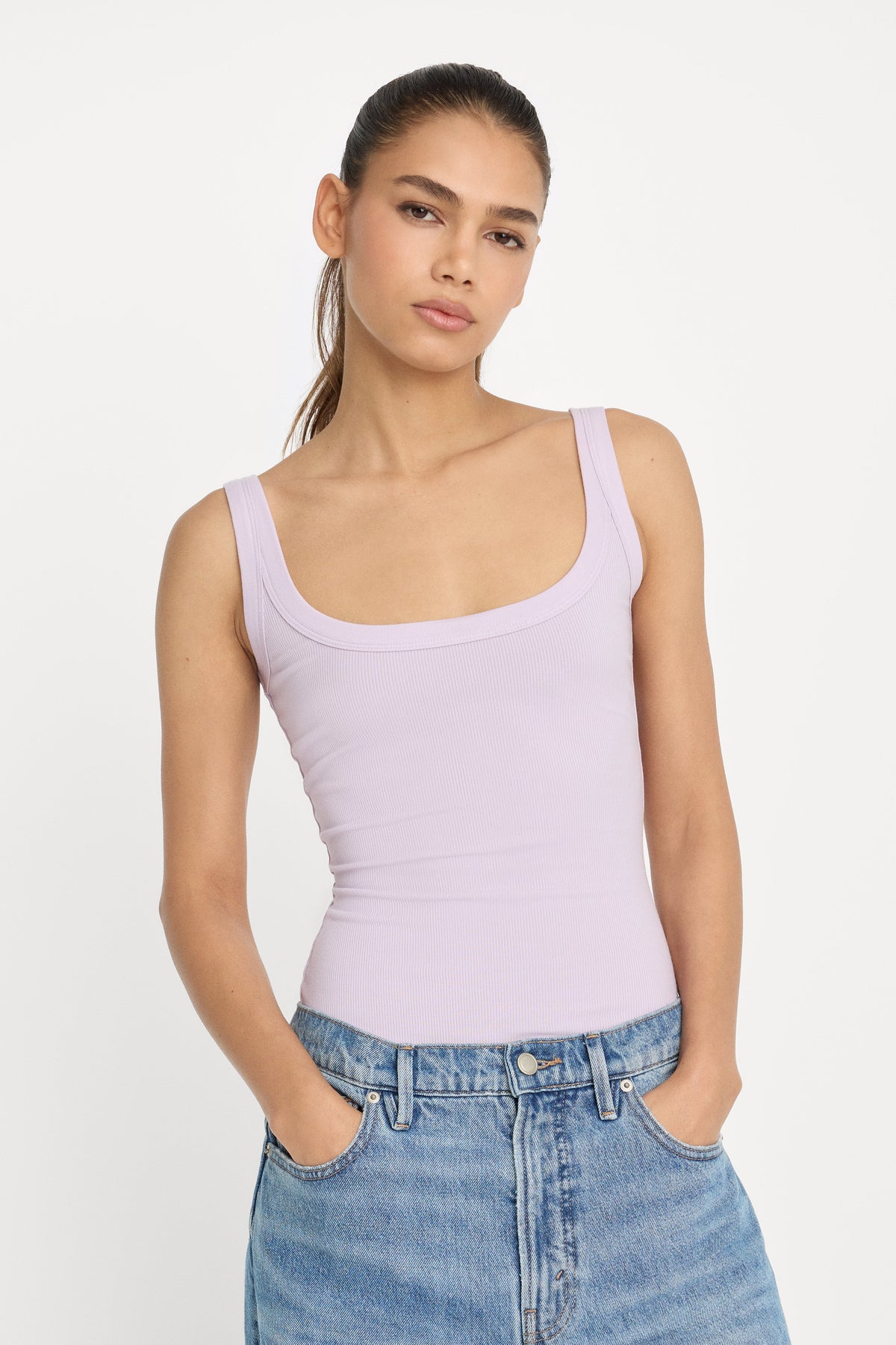 Premium MODAL RIB TANK BODYSUIT LIGHT LILAC