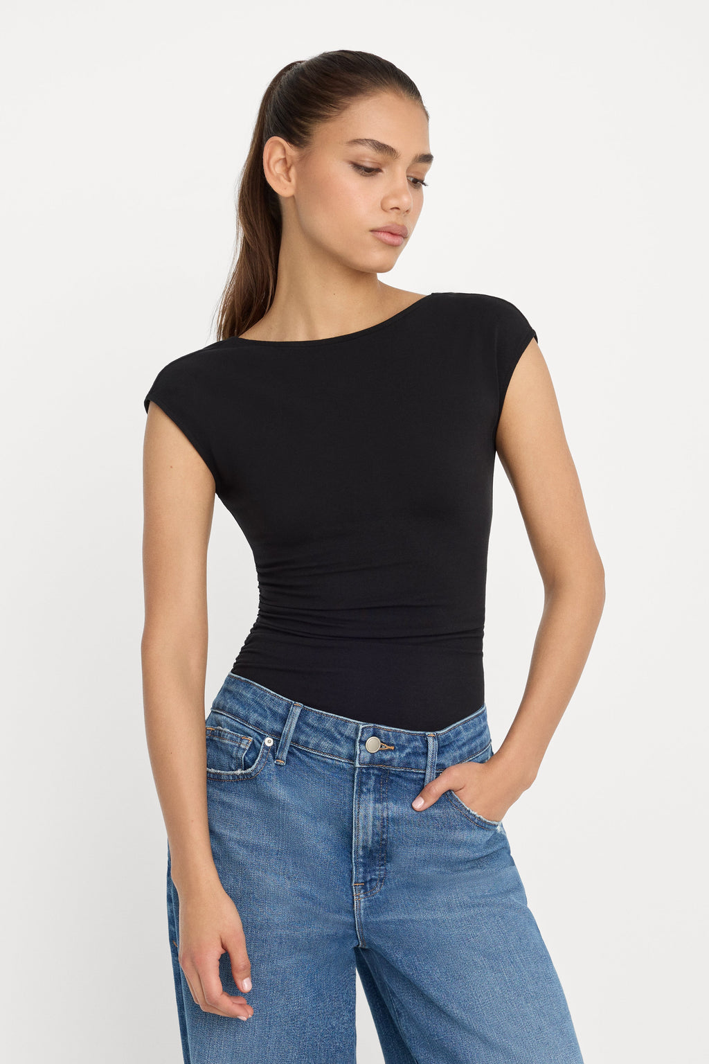 Premium SUPER STRETCH OPEN BACK BODY SUIT BLACK001