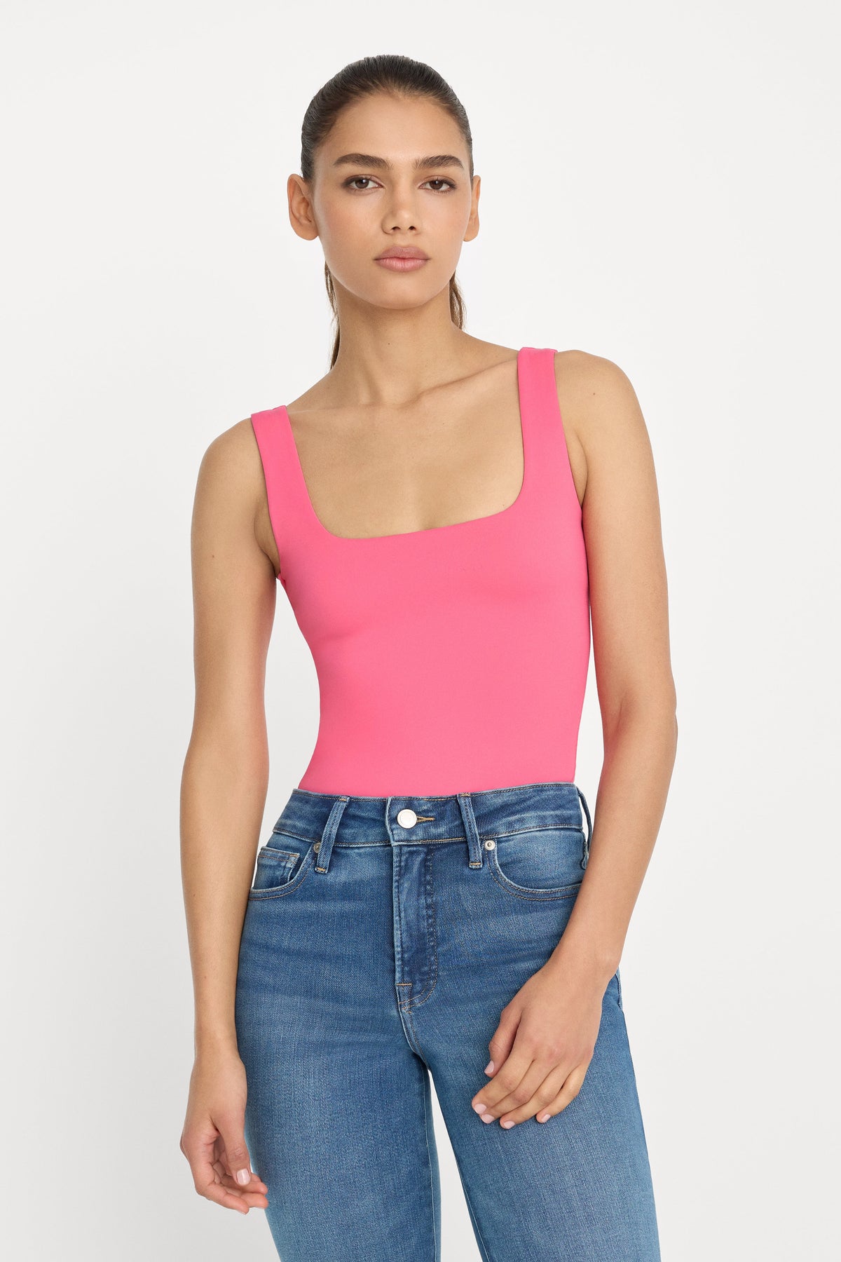 Premium SCULPTING MODERN TANK BODYSUIT STRAWBERRY PINK