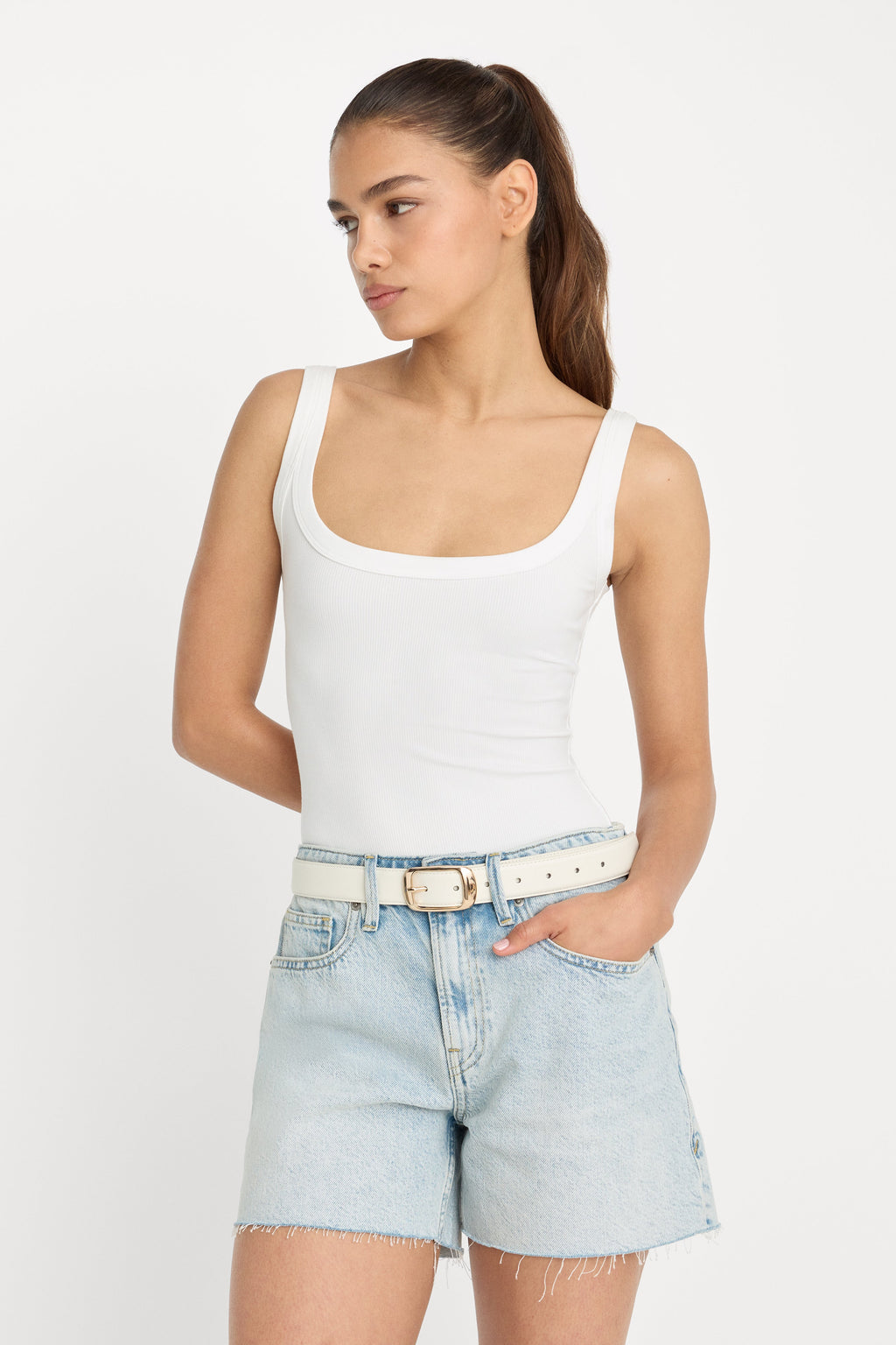 Premium MODAL RIB TANK BODYSUIT CHALK