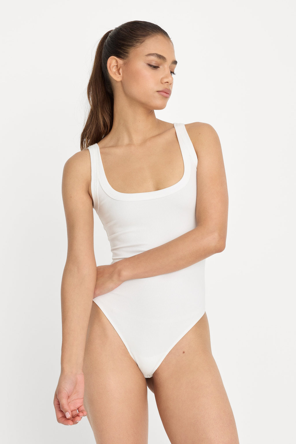 Premium MODAL RIB TANK BODYSUIT CHALK