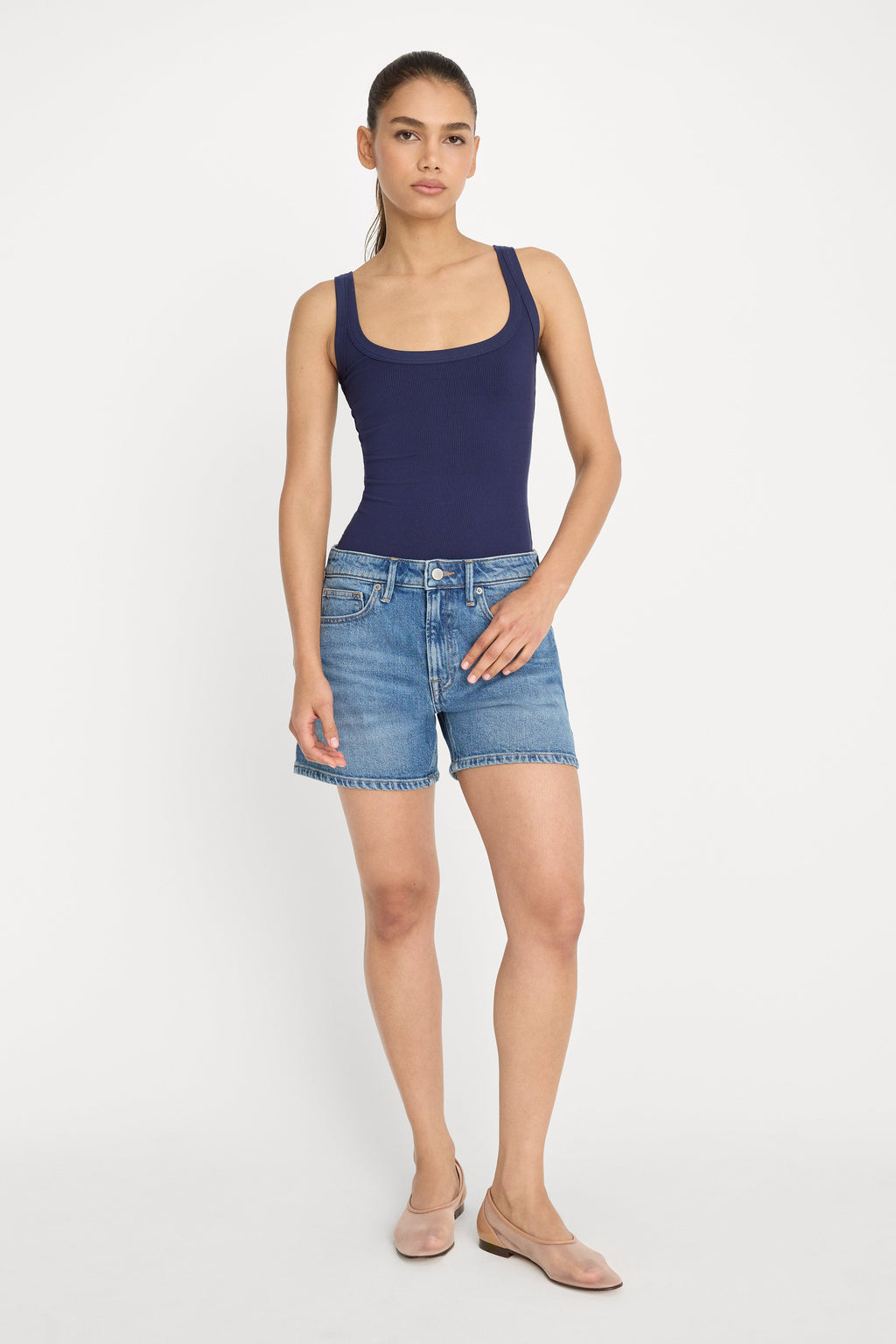 Premium MODAL RIB TANK BODYSUIT HORIZON INK
