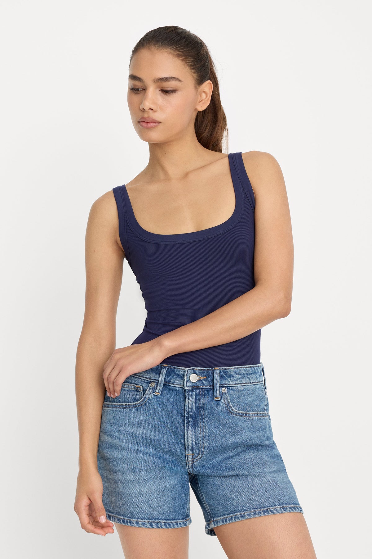 Premium MODAL RIB TANK BODYSUIT HORIZON INK