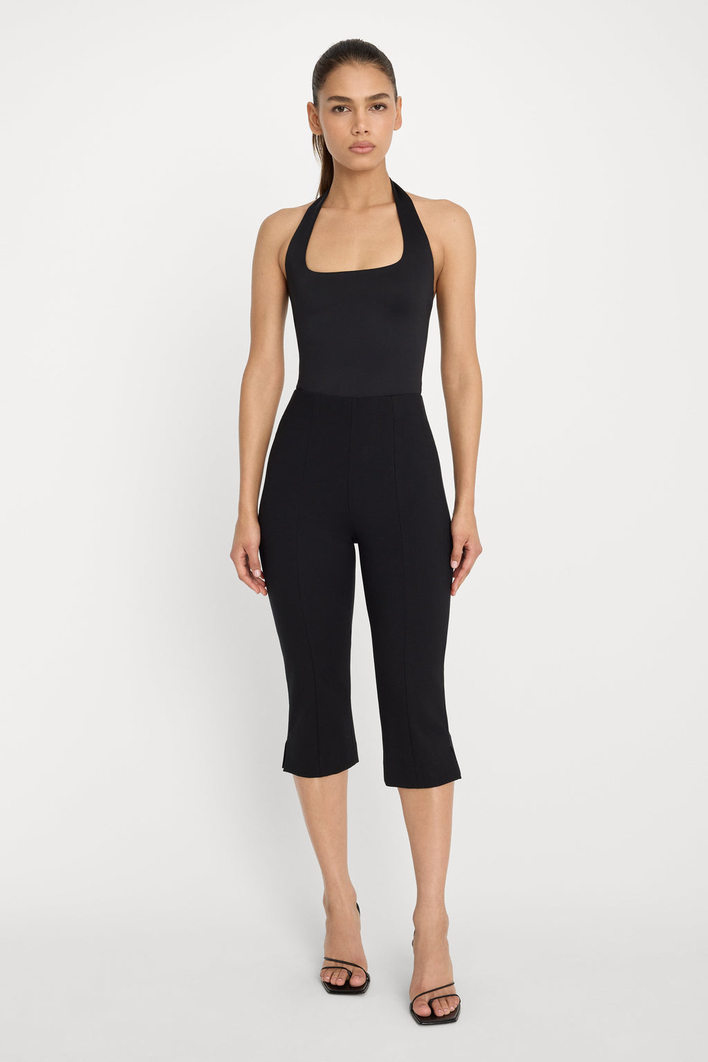 Premium SCULPTING HALTER SQUARE NECK BODYSUIT BLACK001