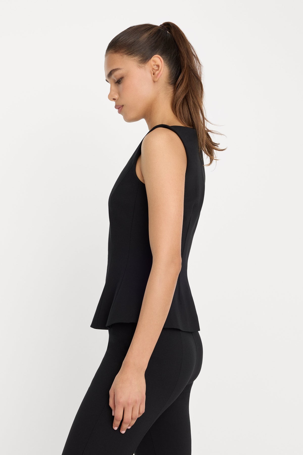 Premium SOFT STRETCH PONTE STRAIGHT NECK TOP BLACK001
