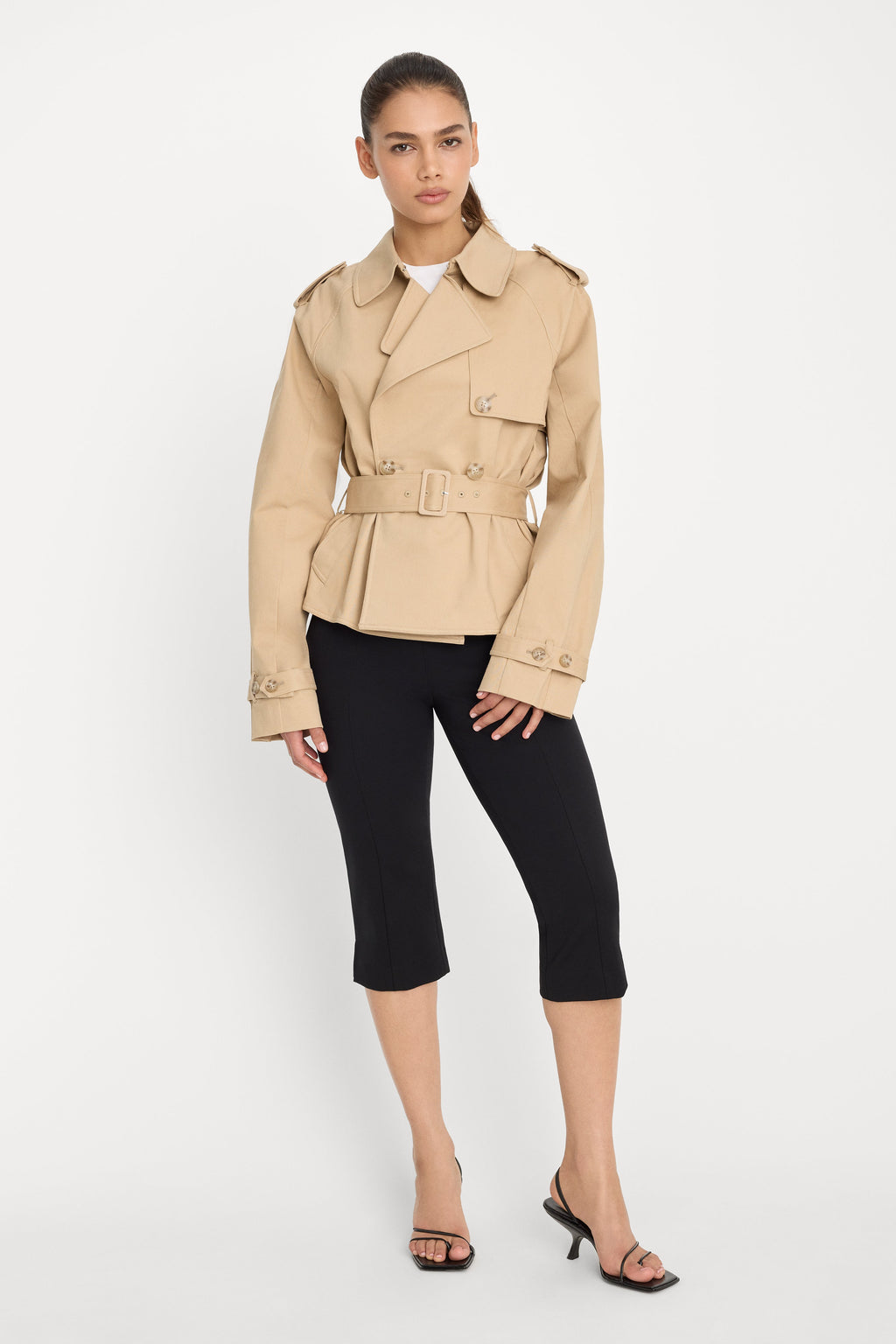 Premium THE CROPPED TRENCH JACKET SANDY FAWN