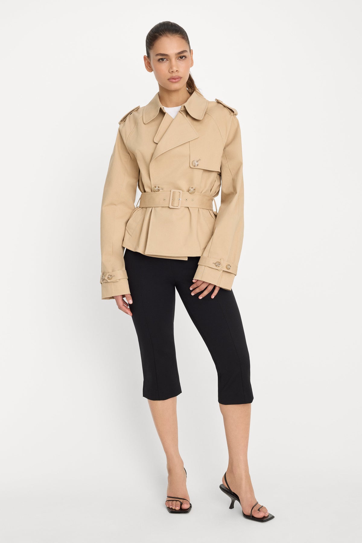 Premium THE CROPPED TRENCH JACKET SANDY FAWN