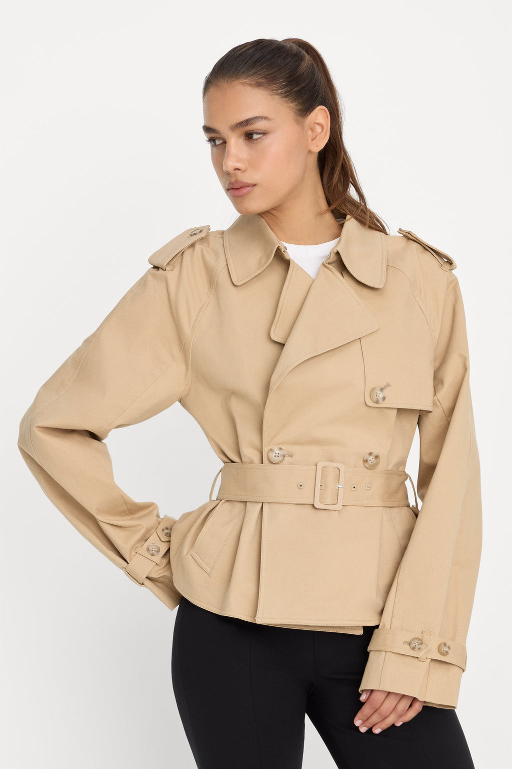 Premium THE CROPPED TRENCH JACKET SANDY FAWN