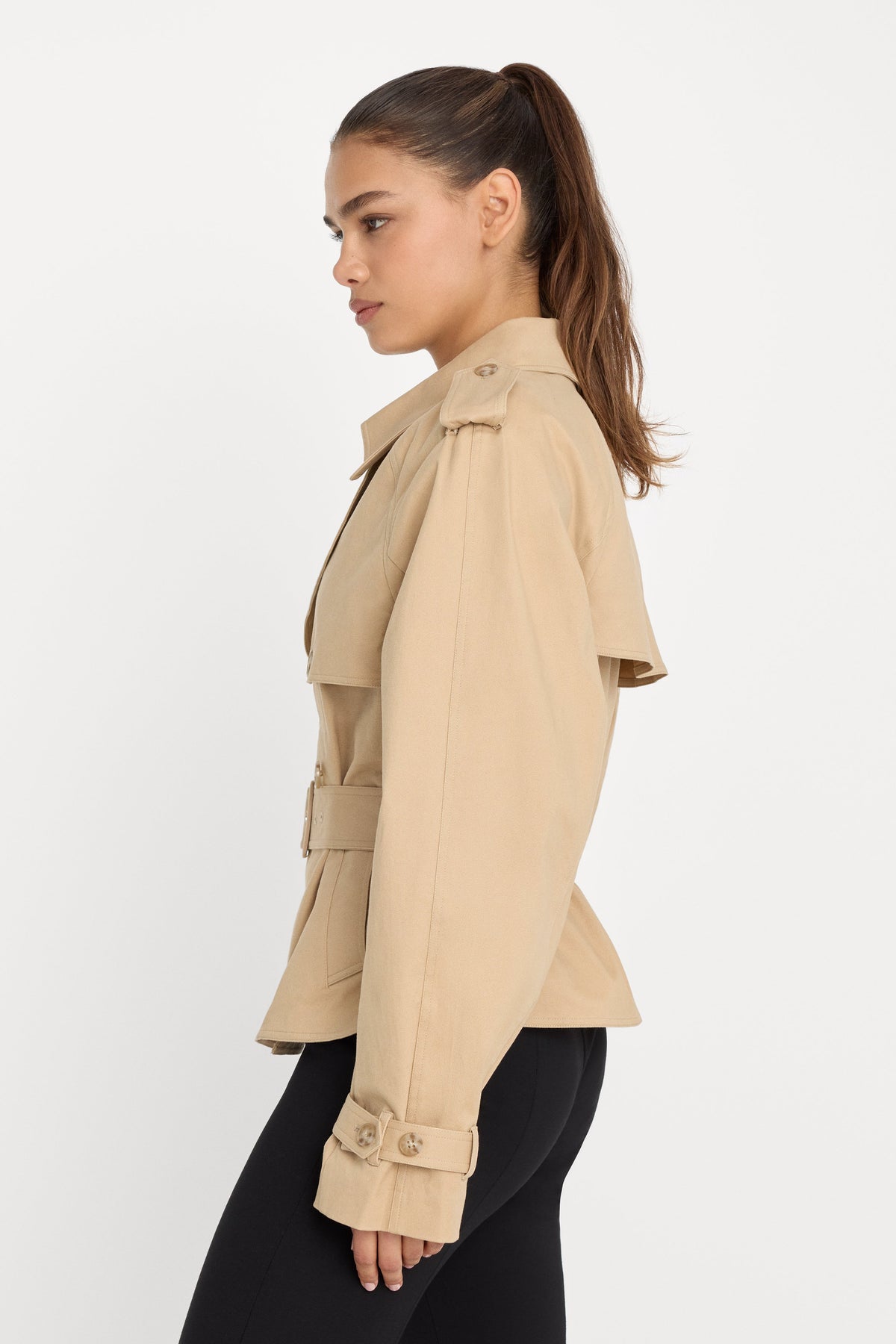 Premium THE CROPPED TRENCH JACKET SANDY FAWN