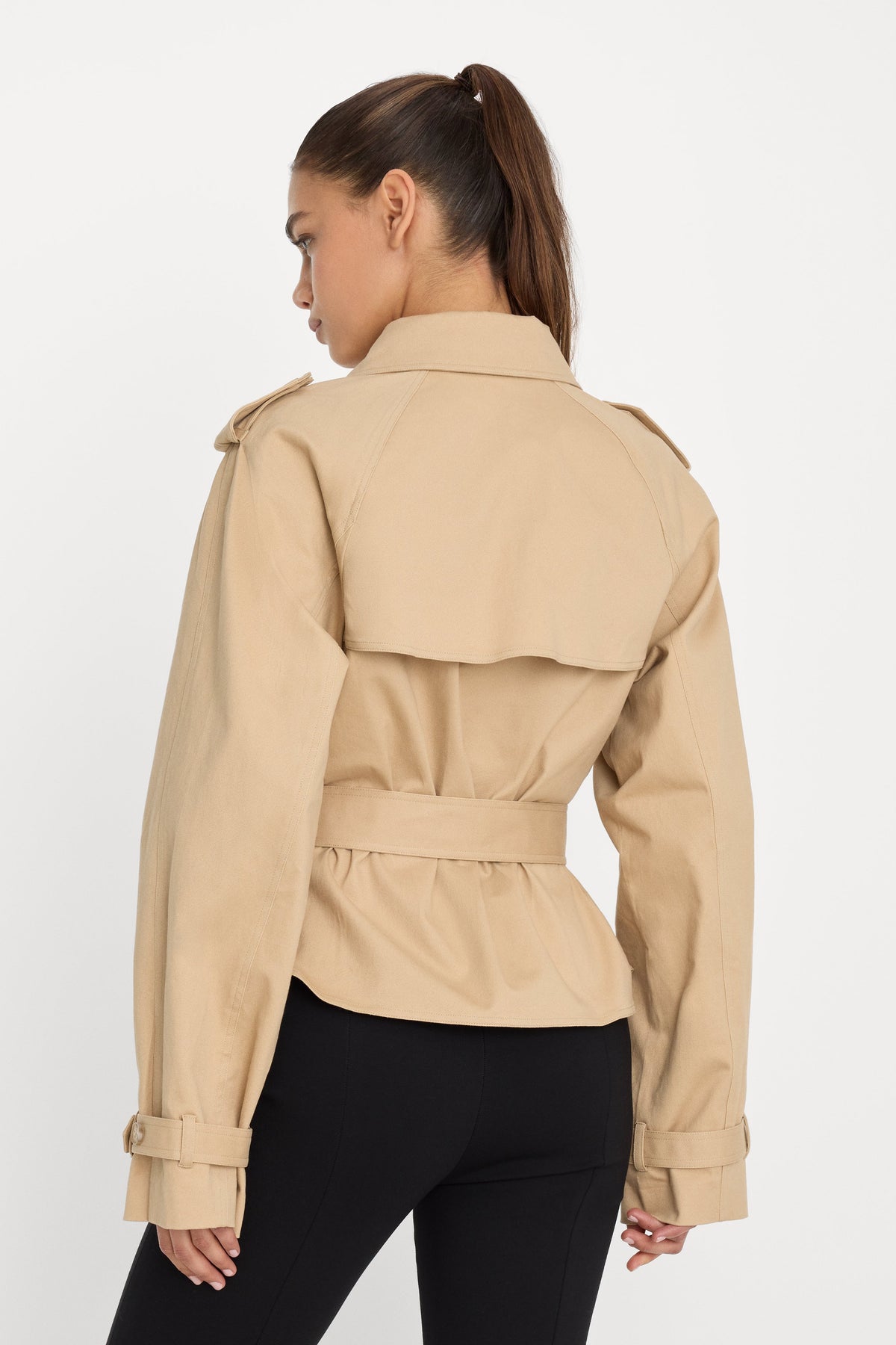 Premium THE CROPPED TRENCH JACKET SANDY FAWN