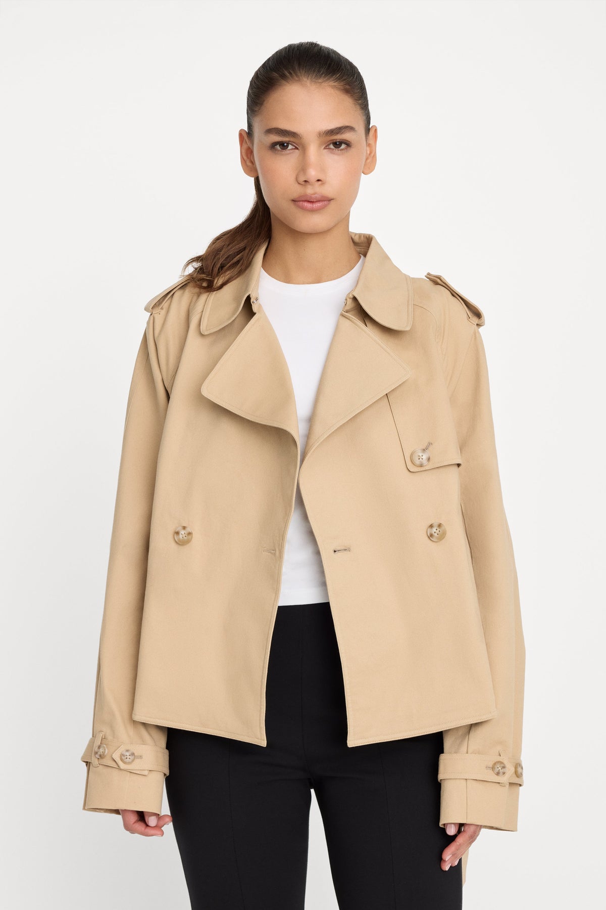 Premium THE CROPPED TRENCH JACKET SANDY FAWN