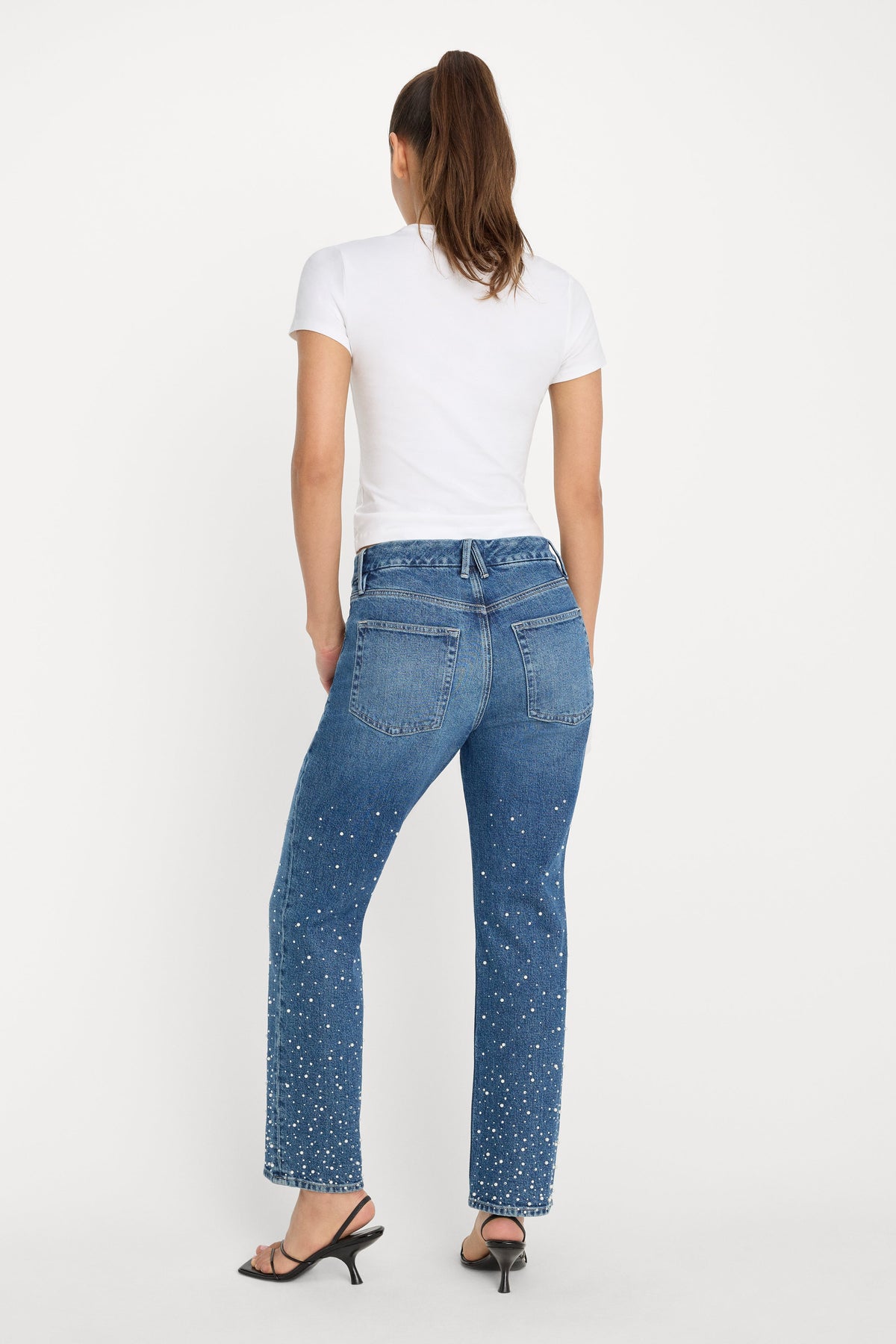 Premium GOOD ICON STRAIGHT ANKLE PEARL JEANS INDIGO1186
