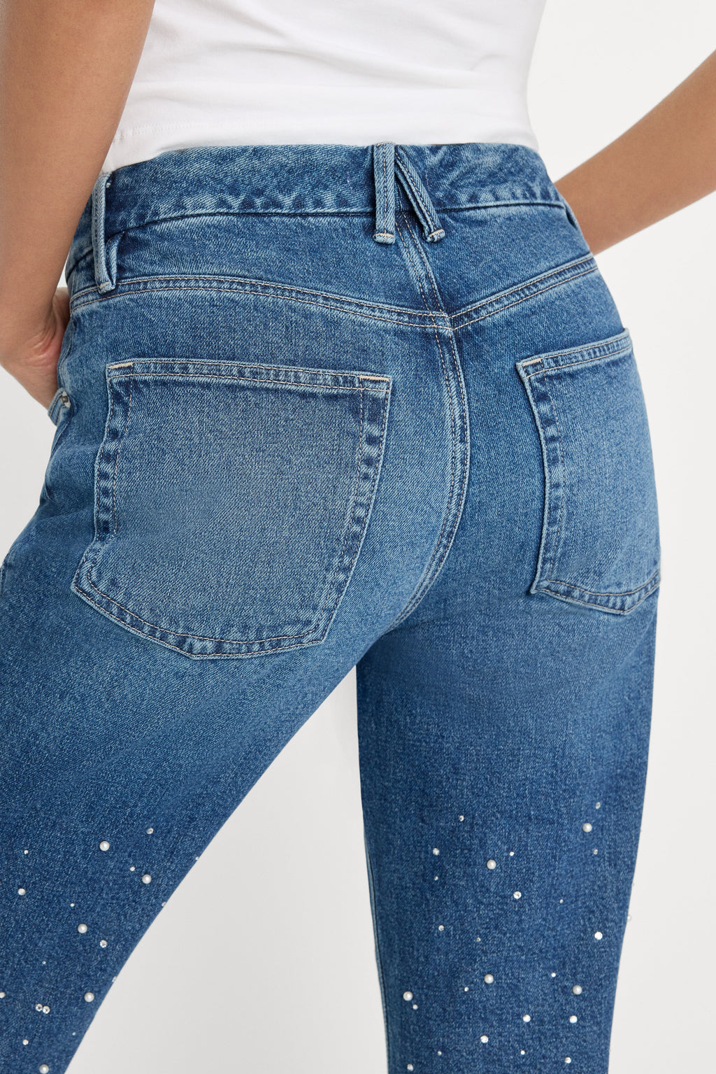 Premium GOOD ICON STRAIGHT ANKLE PEARL JEANS INDIGO1186