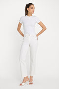 Premium GOOD ICON STRAIGHT ANKLE PEARL JEANS WHITE001