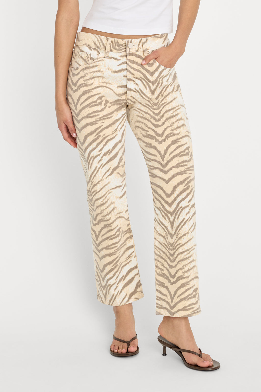 Premium VINTAGE STRAIGHT ANKLE JEANS BROWN TIGER