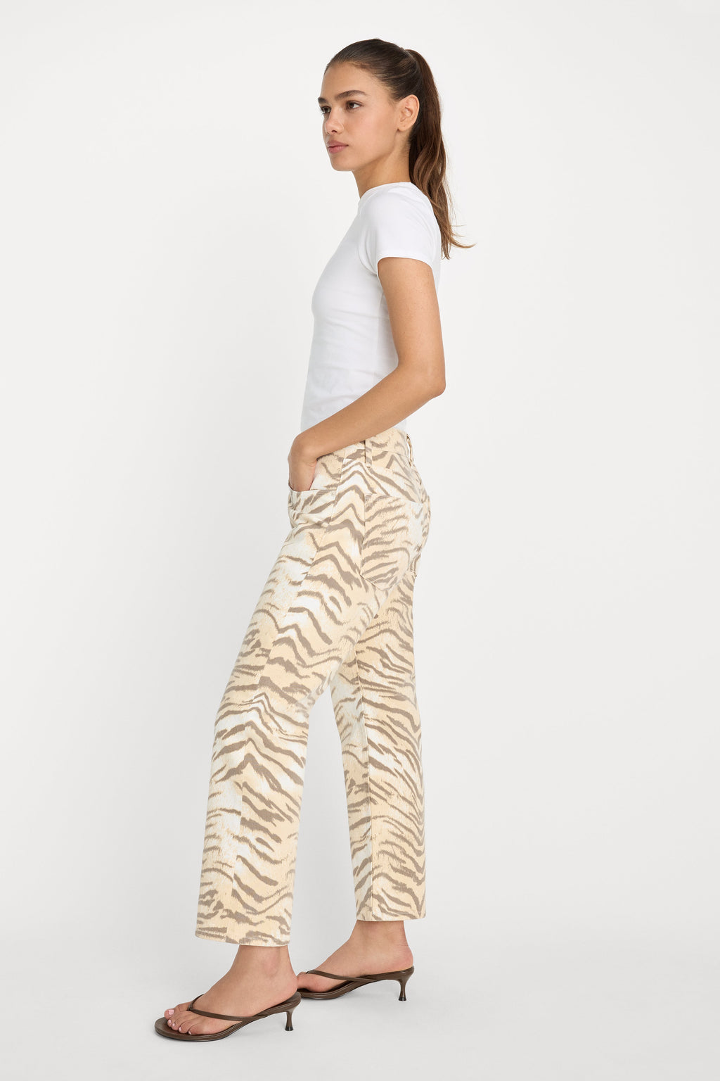 Premium VINTAGE STRAIGHT ANKLE JEANS BROWN TIGER
