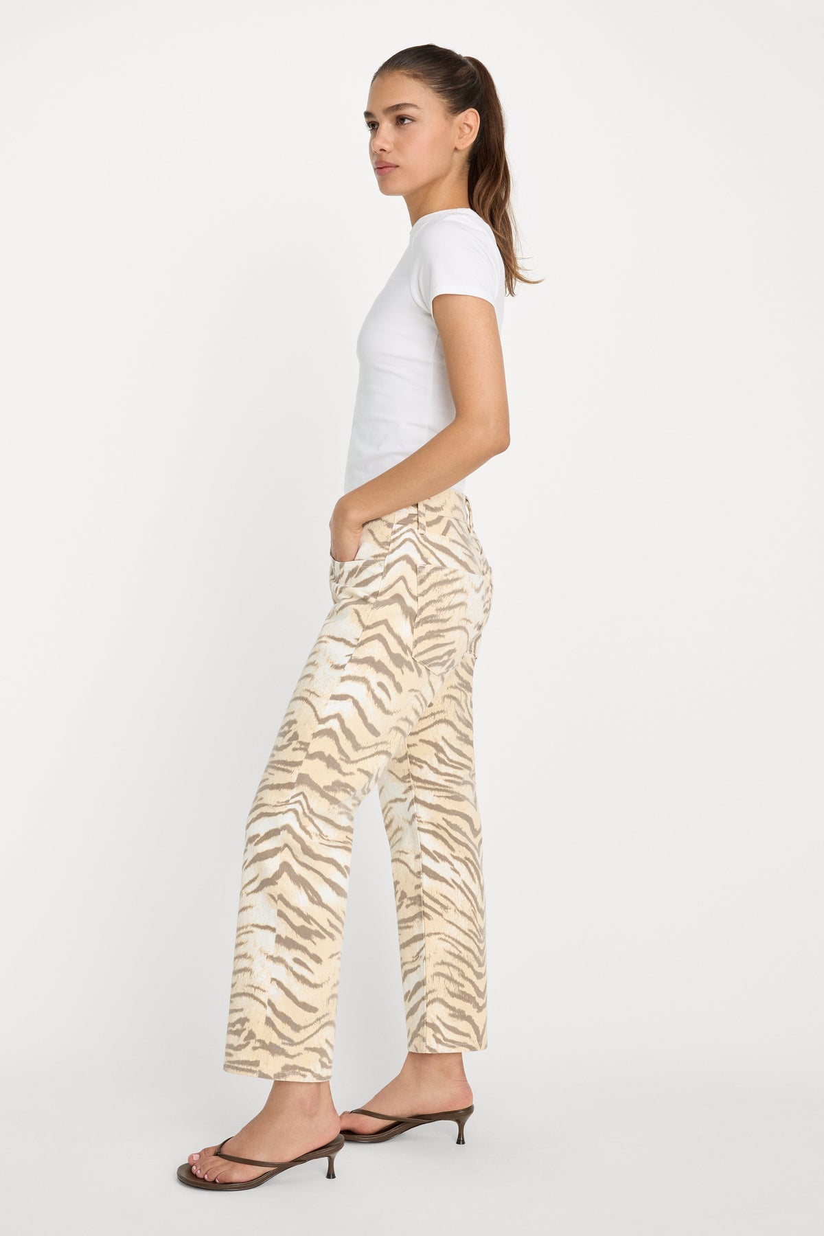 Premium VINTAGE STRAIGHT ANKLE JEANS BROWN TIGER