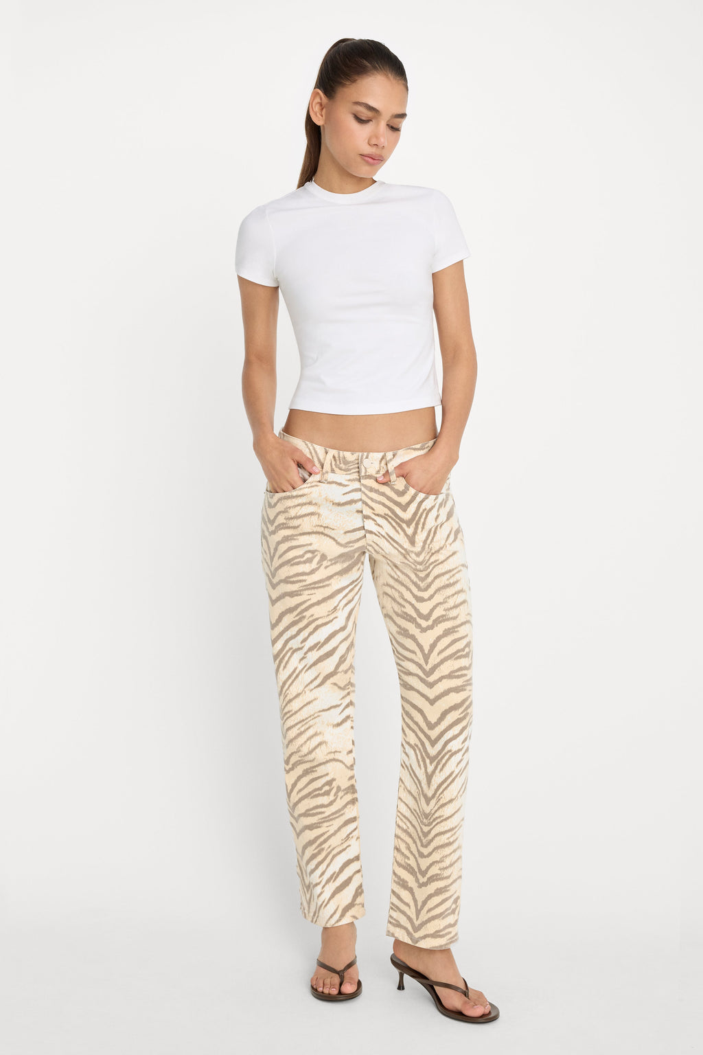 Premium VINTAGE STRAIGHT ANKLE JEANS BROWN TIGER
