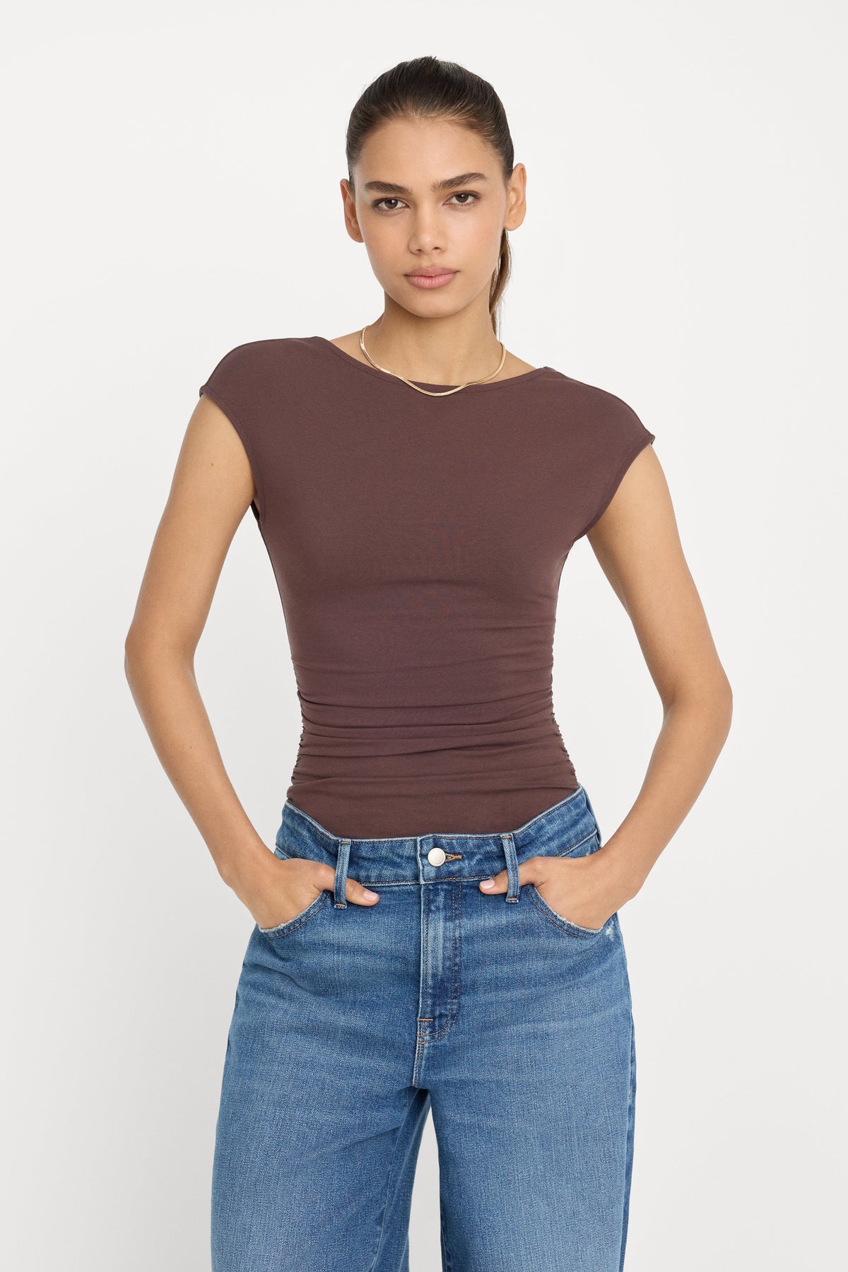 Premium SUPER STRETCH OPEN BACK BODY SUIT BITTER COCOA