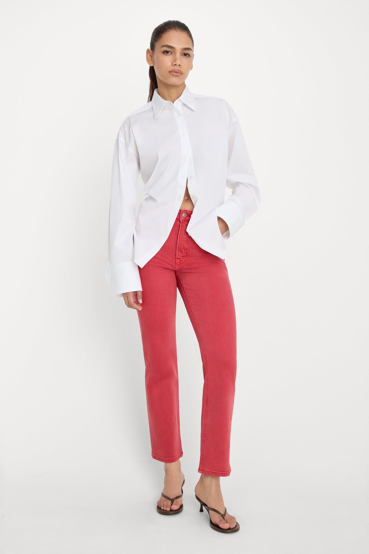 Premium GOOD ICON ANKLE JEANS CHERRY RED