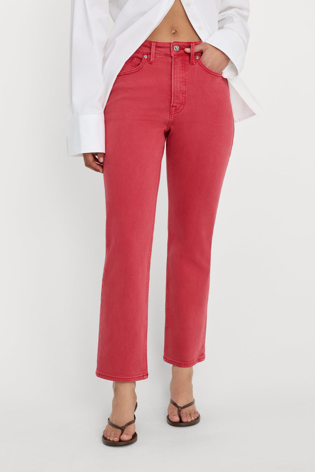 Premium GOOD ICON ANKLE JEANS CHERRY RED