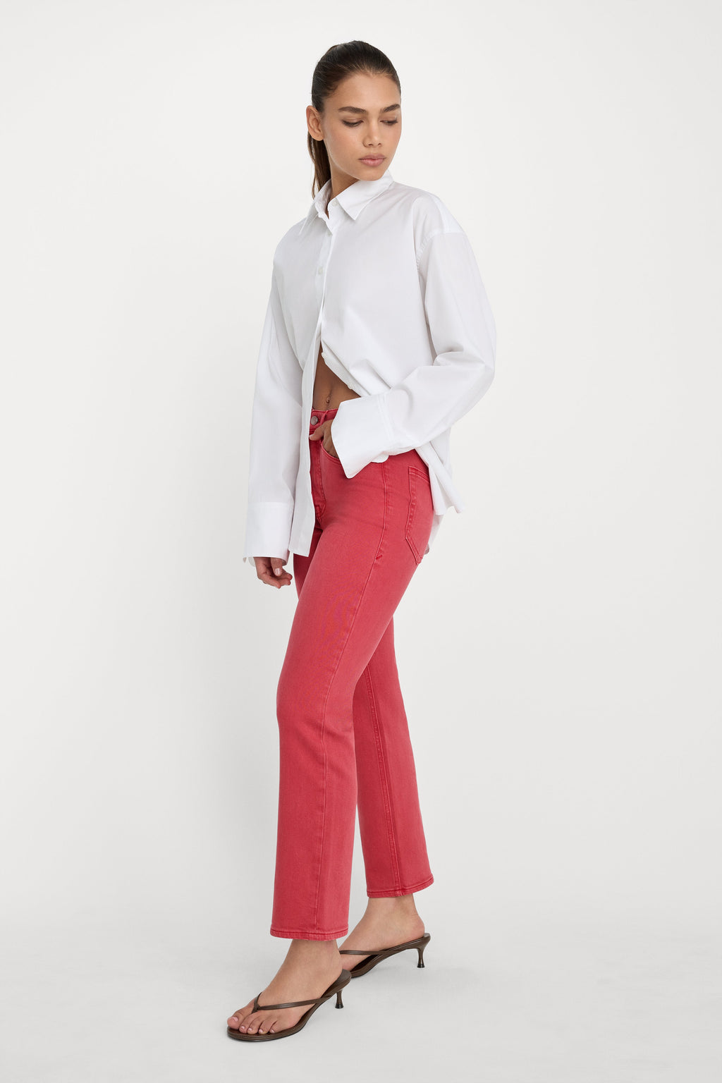 Premium GOOD ICON ANKLE JEANS CHERRY RED
