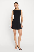 Premium SOFT STRETCH PONTE MINI DRESS BLACK001