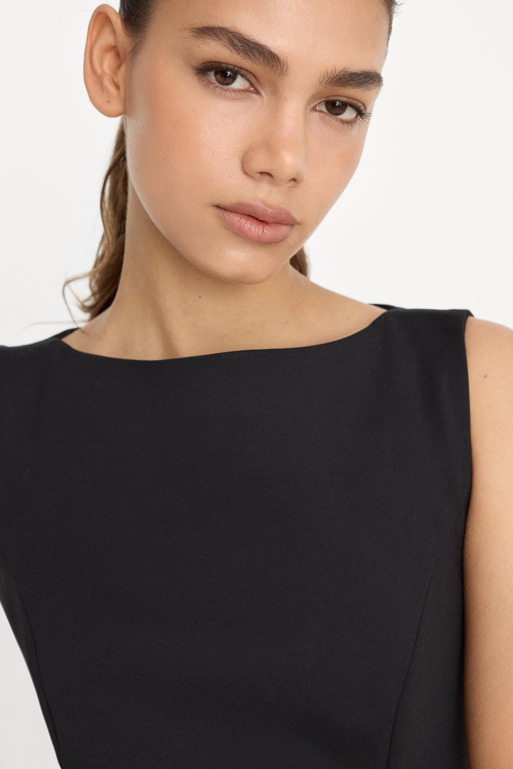 Premium SOFT STRETCH PONTE MINI DRESS BLACK001