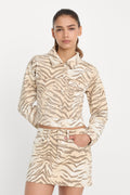 Premium ESSENTIAL CROP DENIM JACKET BROWN TIGER