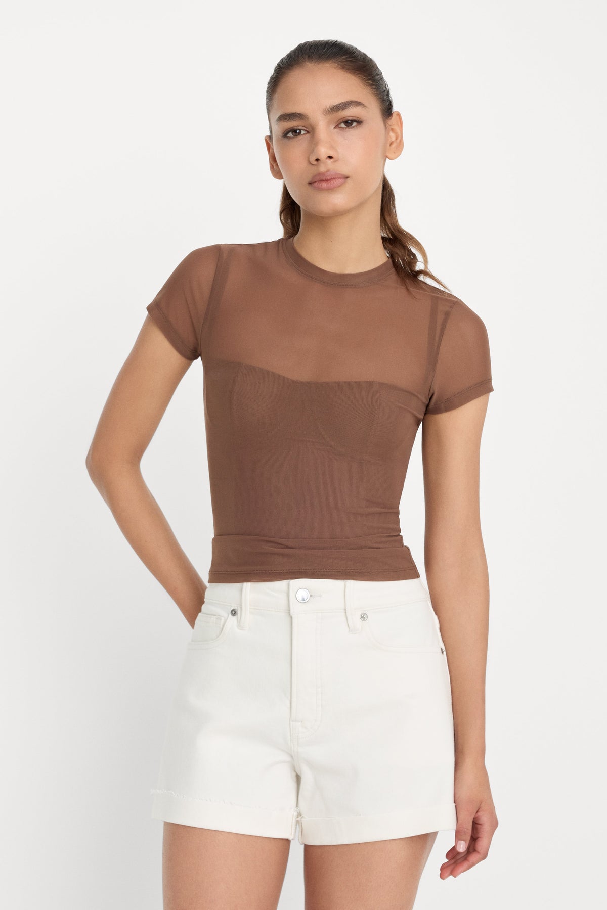 Premium MESH BABY TEE SADDLEWOOD