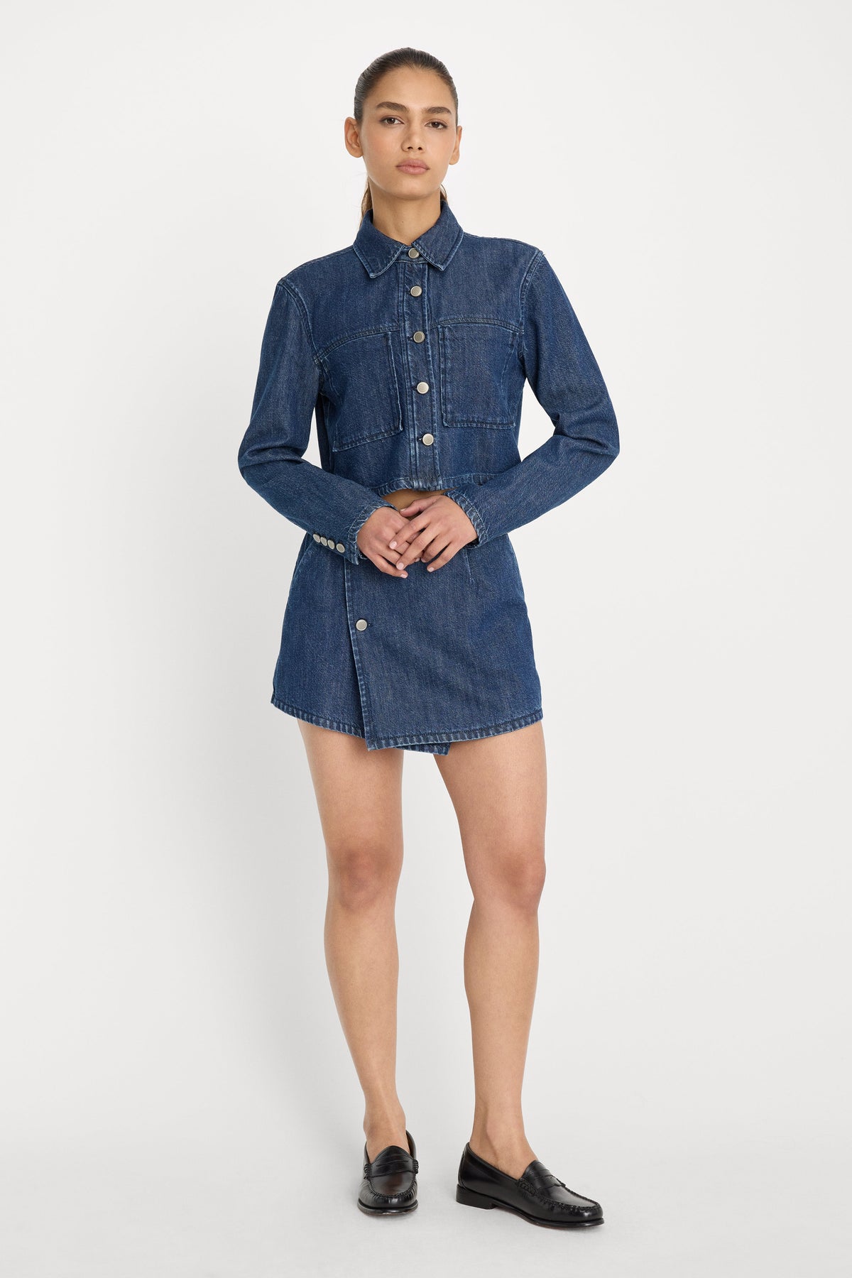 Premium DENIM CROPPED JACKET INDIGO1187