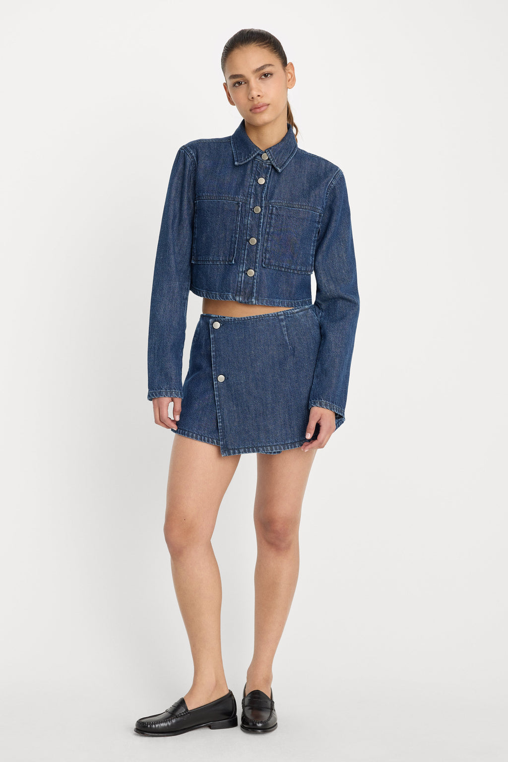 Premium DENIM CROPPED JACKET INDIGO1187