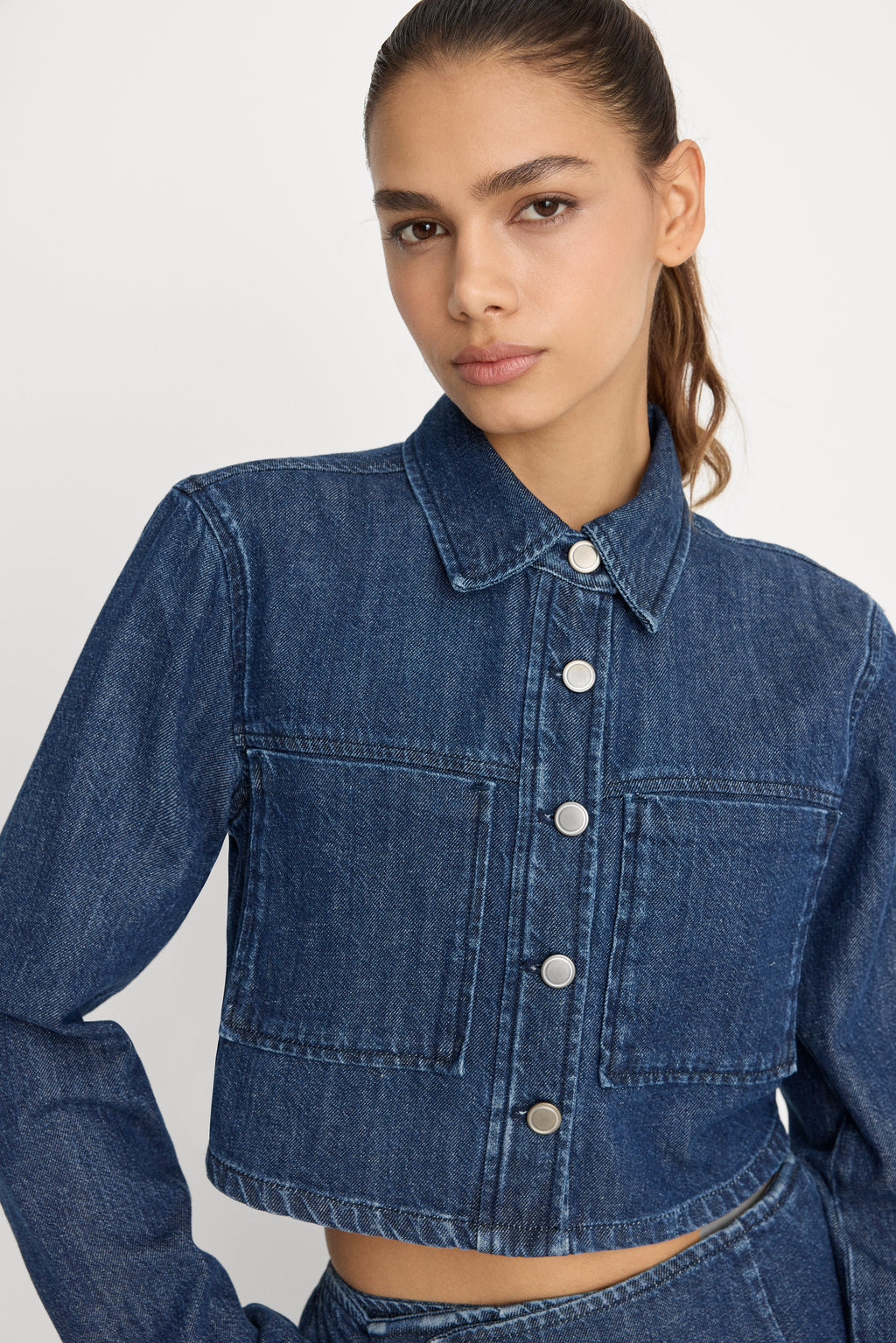 Premium DENIM CROPPED JACKET INDIGO1187