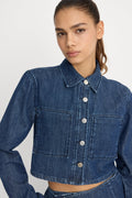 Premium DENIM CROPPED JACKET INDIGO1187